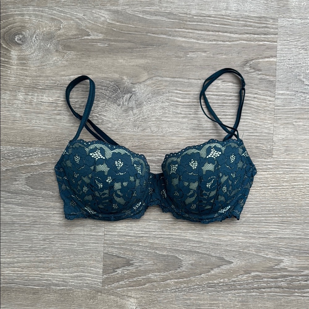 Lace Underwire Bra in Teal